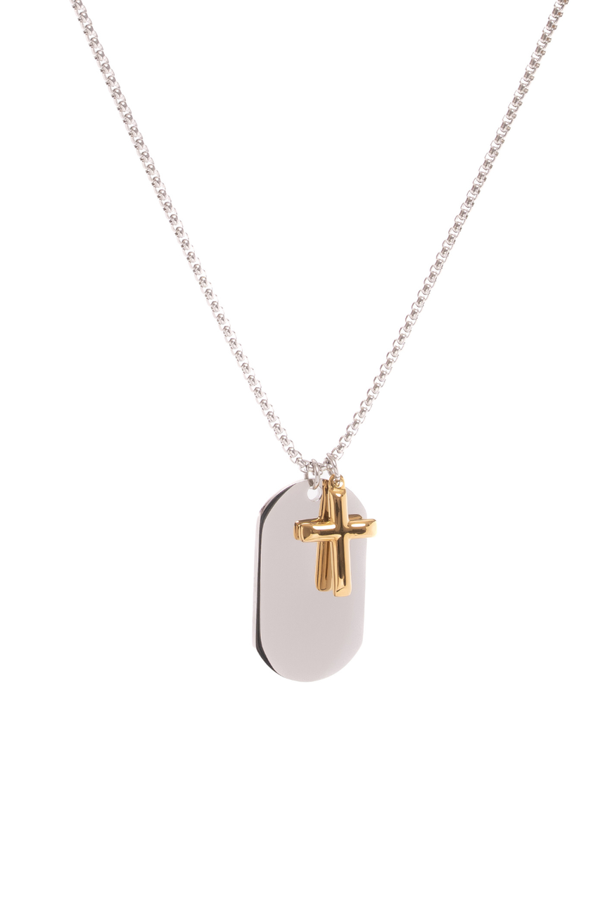 DogTag Kette mit Kreuz Silber