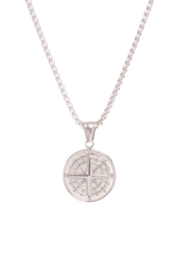 Kompass Anhänger mit Kette Silber